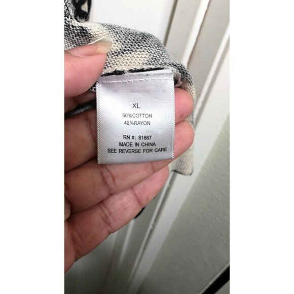 Olivia Sky Womens Black & White Open Front Cardigan Sweater XL 60% Cotton 40% Ra - Picture 6 of 7